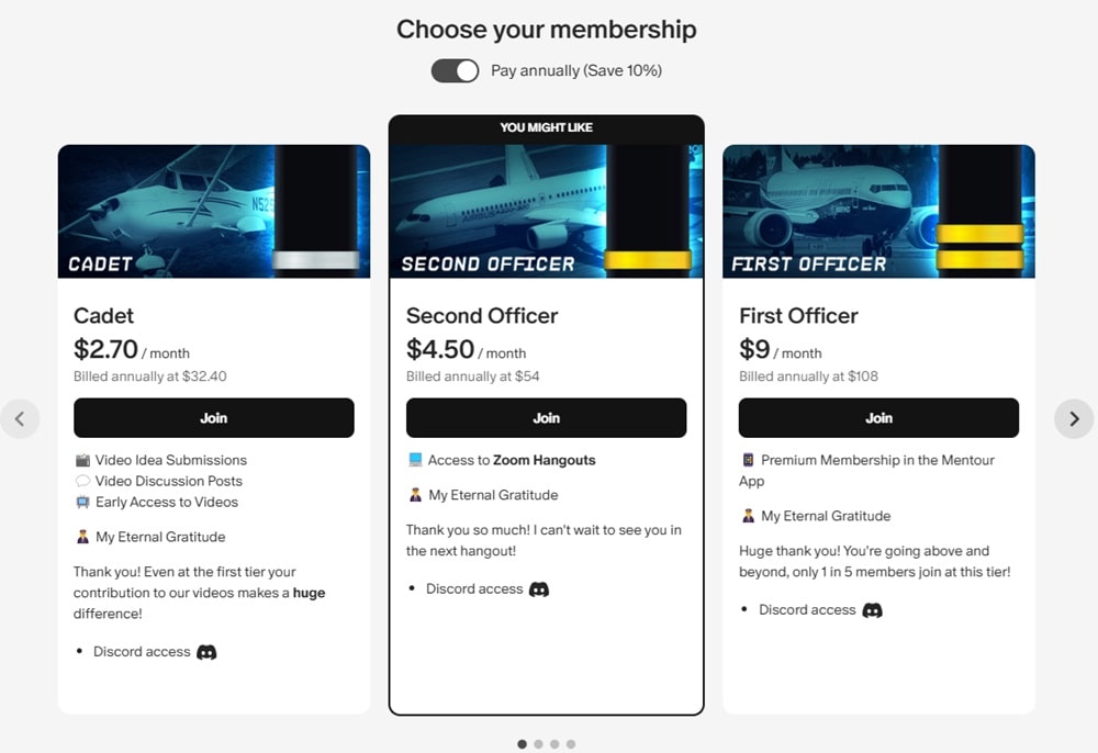 Mentour Pilot pricing plans
